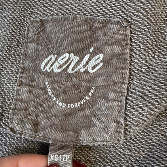 Aerie Brown Button Up Long Sleeve Sweatshirt Shirt Women's Size XS Shacket - Picture 5 of 8